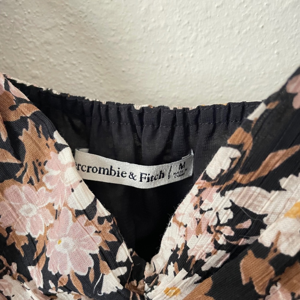 Abercrombie & Fitch Angel Sleeve Smocked Waist Floral Crinkle Mini Dress - Picture 3 of 4